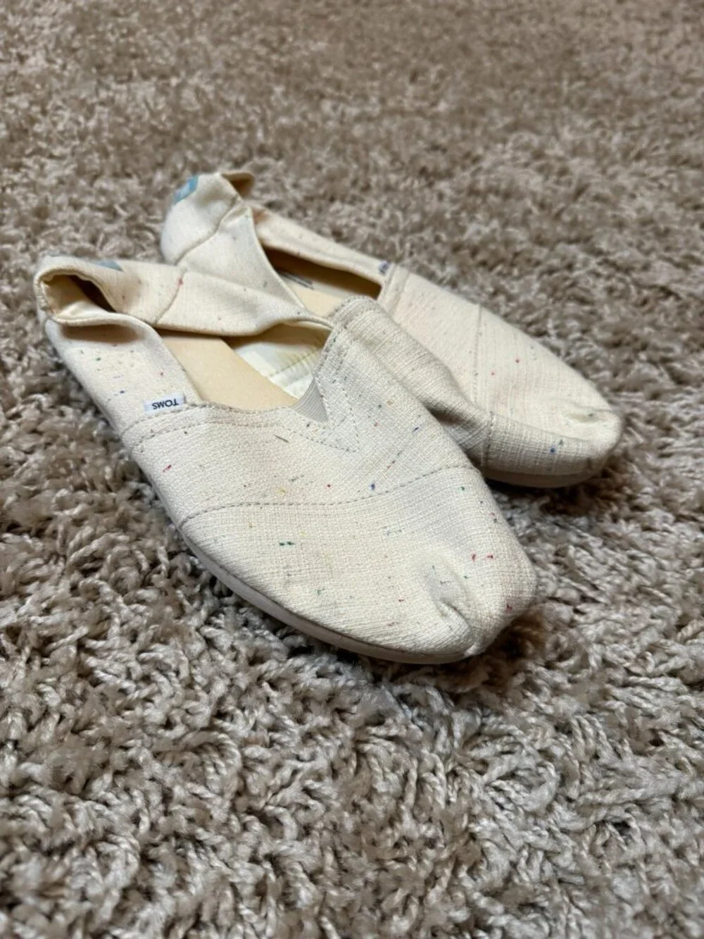 Toms Size 7.5 Beige Confetti Flecked Color Speckled Espadrilles